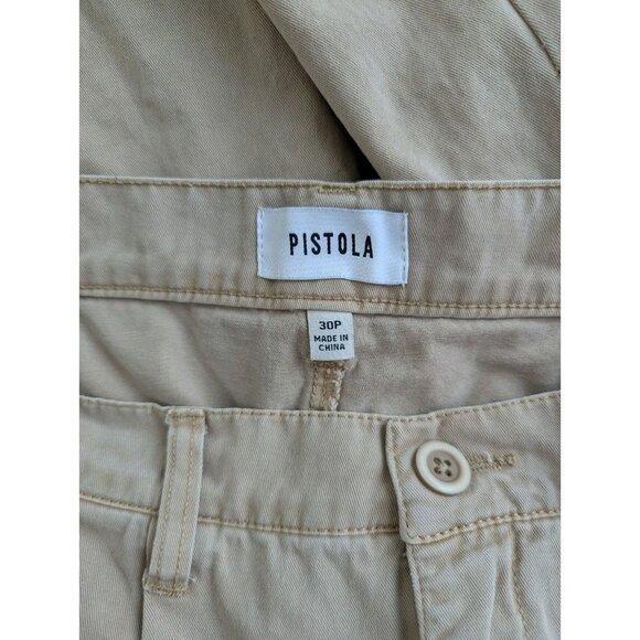 Pistola Wide Leg Pants 30 High Rise Tan Cotton Pleated Khakis Sesame A4 - Picture 8 of 13